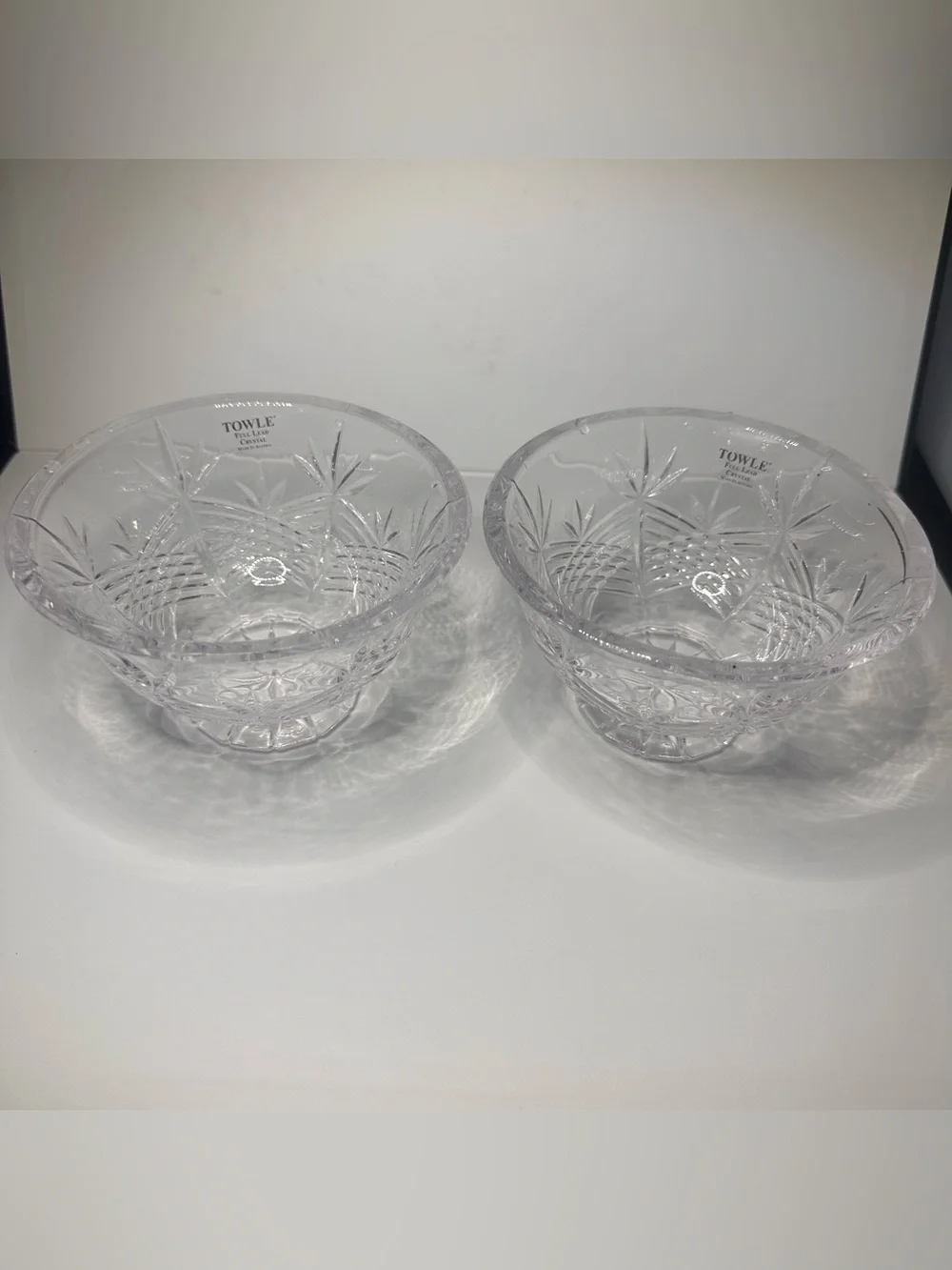 Vintage Towle Austrian Full Lead Crystal Footed Bowls Set of 2